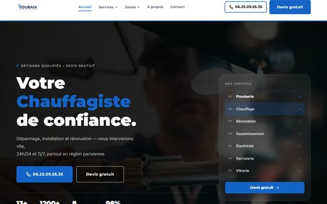 Site du client ETS Roubaix — Plomberie chauffage